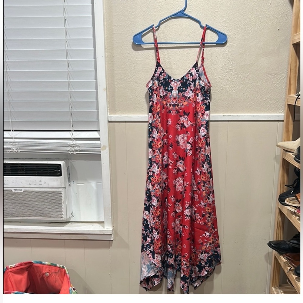 Mudd Red and Black Floral Maxi Dress